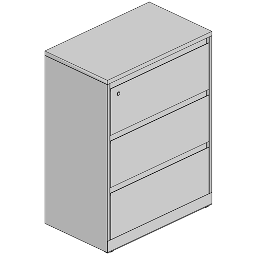 Universal; Lateral file, 3 drawers, Flush steel front, 18D x 30W x 40H